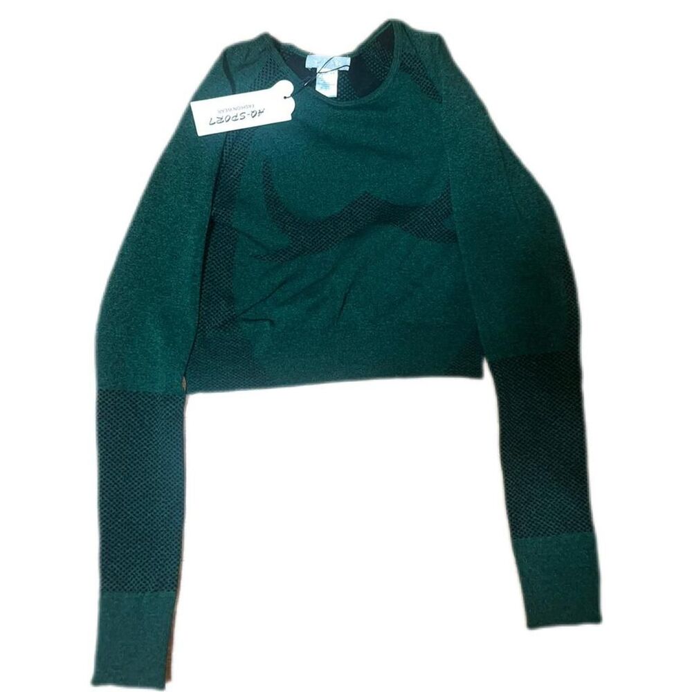 Women's Dark green Long Sleeve Crop Top Size Large